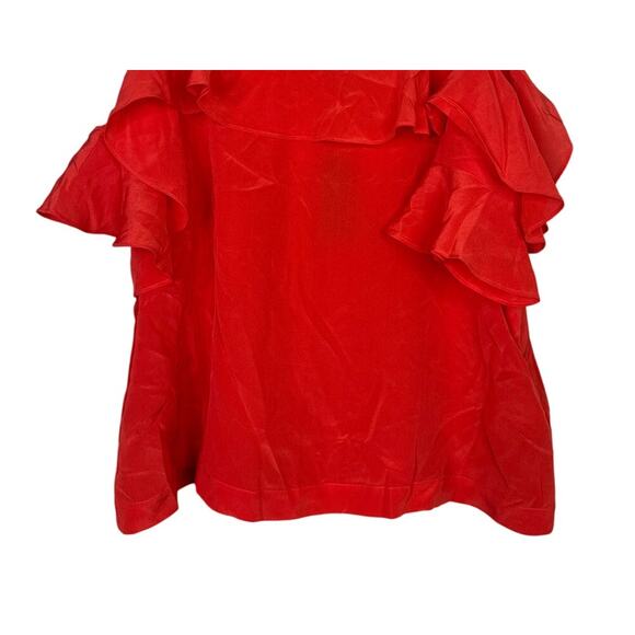 NWT J. Crew Silk Ruffled Flounce Cold Shoulder Top Blouse 12 Fresh Poppy Red - Picture 4 of 15